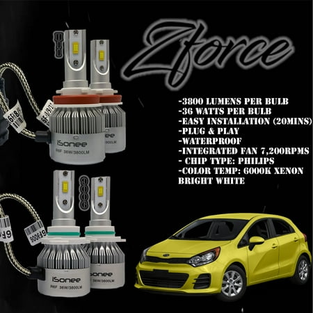 headlight xenon h11b kia 6000k r6 hb4 philips projector zforce fog beam rio combo lights led low dr type 3800lm
