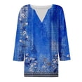 thumbnail image 4 of DondPO Womens Tops Womens 3/4 Sleeve Tops Summer Casual V Neck Tshirt Ladies 2024 Floral Print Daily Tees Tunic Blouses Blouses for Women Oversized Tshirts for Women Blue 2XL, 4 of 5