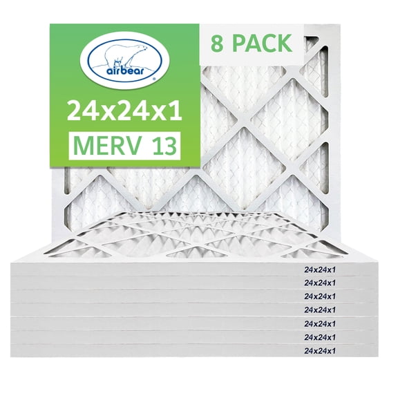 Air Bear 24x24x1 Pleated Air Filter 8-Pack MERV 13