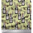 thumbnail image 1 of Soimoi Beige Silk Fabric Insect,Lavender & Vintage Bottle Decor Fabric Printed BTY 42 Inch Wide, 1 of 3