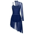 thumbnail image 5 of TiaoBug Women's Lyrical Ballet Contemporary Dance Ice Skating Asymmetrical Dress Navy Blue L, 5 of 7