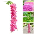 thumbnail image 2 of 80cm Artificial Lilac Hanging Flower Vines, Dense Trailing Floral Garlands Fake Flower Greenery,Non-Fading UV-Resistant Vines for Wall Wedding Arch Balcony Home Indoor Outdoor Decor,rose red, 2 of 9