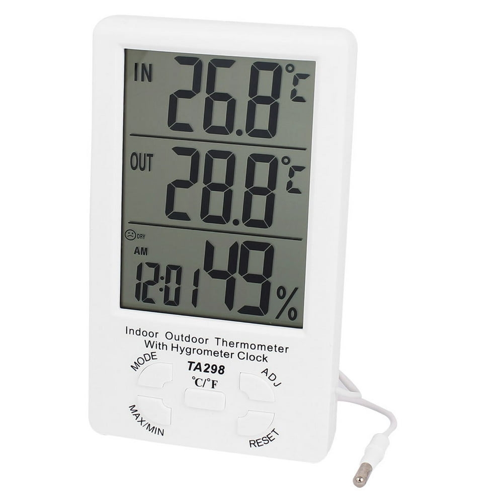 Unique Bargains TA298 White Plastic Indoor Outdoor LCD Digital