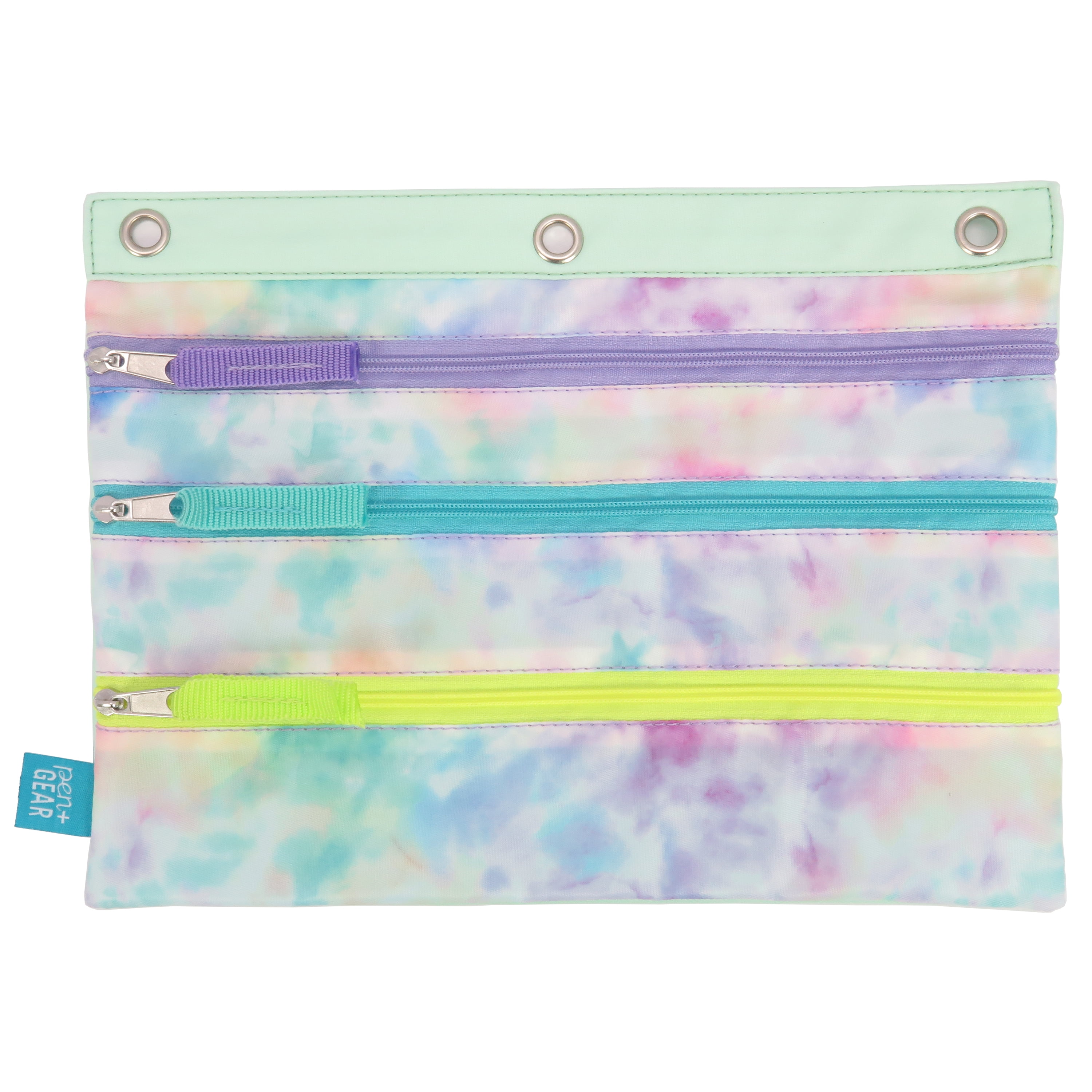 Pen+Gear Polyester 3 Zipper Binder Pouch, Multicolor