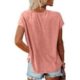 thumbnail image 5 of Icvfdpl Womens Summer Tops Casual T Shirts Cap Sleeve Top V Neck Solid Color Tshirt Loose Fit Blouse Stylish Female Daily Wear, 5 of 7