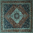 thumbnail image 1 of Ahgly Company Indoor Square Medallion Light Blue Traditional Area Rugs, 8' Square, 1 of 4