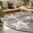 thumbnail image 3 of Round Area Rugs 7Ft, Grey Starfish Coastal Non-Slip Washable Circle Rugs Carpet, Nautical Summer Ocean Abstract Art Indoor Outdoor Rug Floor Mats Throw Runner for Bedroom Living Room Bathroom, 3 of 8