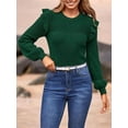 thumbnail image 4 of PRETTYGARDEN Women's Ruffle Long Sleeve Sweaters Crew Neck Lightweight Sweater Fall Trendy Ribbed Knit Pullover Tops, 4 of 9