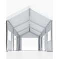 thumbnail image 4 of KTENME 156" x 240" x 132" Car Canopy with Removable Sidewalls & Doors White Carports, 4 of 6