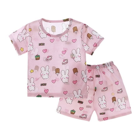 

Baby Boy Outfits Toddler Boys Girls Summer Cartoon Printed Short Sleeved Tops And Shorts 2PC Children s Suit Toddler Boy Clothes(Color:Light Pink Size:12-18 Months)