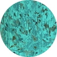 thumbnail image 1 of Ahgly Company Indoor Round Oriental Turquoise Blue Industrial Area Rugs, 7' Round, 1 of 4