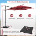 thumbnail image 3 of Gymax 10 FT Outdoor Cantilever Umbrella w/360-Degree Rotation Air Vent Cross Base Included Patio Wine, 3 of 7