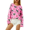 thumbnail image 4 of Xingqing T-Shirt Décontracté à Manches Longues pour Femmes, Imprimé Cœur, Col Rond, Raglan, Grande Taille, 4 of 9