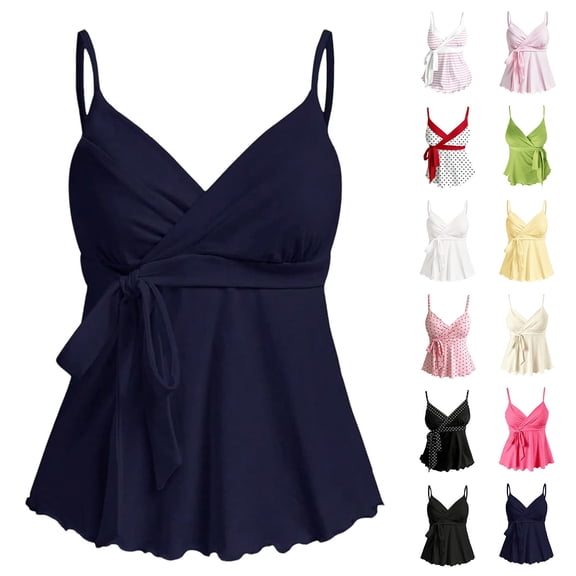 Breezora Women's Summer Going Out Strappy Top Camisole Knotted Front Tank Tops 2000s Style Loose Fit