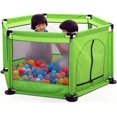 thumbnail image 1 of Corral para Bebé Portátil para Interiores y Exteriores con Bolsa de Viaje, Corra de Juegos y Seguridad, Ideal para Actividades de Estimulación, Juegos de Aprendizaje, Incluye Pelotas (VERDE), 1 of 5