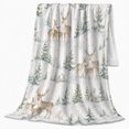 thumbnail image 2 of Deer Among Snowy Hills Evergreen Trees And Cottages for Woodland Wildlife Enthusiasts, Serene Watercolor Art Home Decor for Living Room and Bedroom, Christmas Gift and Cozy Flannel Blanket, 2 of 9