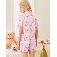 thumbnail image 3 of Ekouaer Button Up Pajamas Set for Women Short Sleeve Ribbed Knit Sleepwear 2 Piece Pjs Shorts Set, 3 of 6