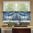 thumbnail image 4 of Yayeee Kitchen Curtains Tier Set of 2 Light Filtering 57"x36" Over Sink Window Panels, Night Floating Whale, 4 of 7
