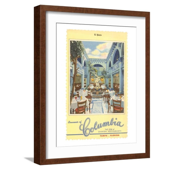 Art.com Columbia Restaurant, Tampa, Florida Art Print, Brown Frame Wall Art, 17" x 21"