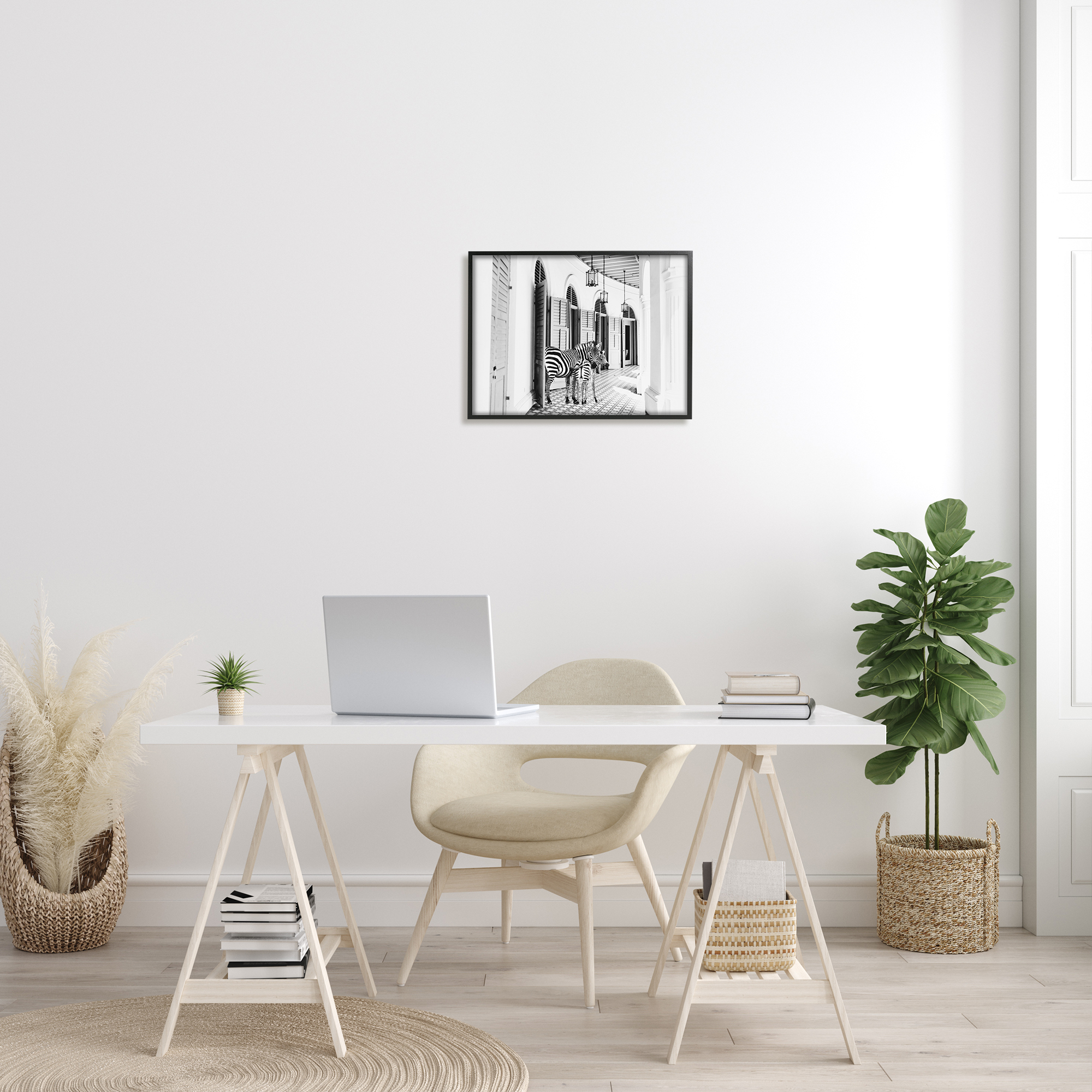 Stupell Industries Zebra Safari Animals in Traditional Home Architecture, 20 x 16, Design by Kathy Mansfield