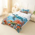 thumbnail image 2 of spefrowx Watercolor Sea Turtle Twin Comforter Sets for Kids, Orange Reef Coral Starfish Bedding Set, Polka Dot Reversible, 2 Pieces, 1 Comforter and 1 Pillowcase, 2 of 6