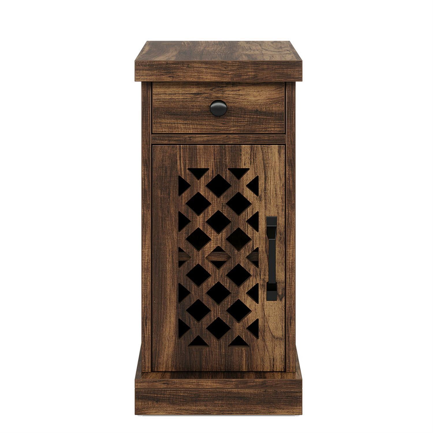 Demi Bonn 25" Wood Nightstand with Drawers, Bedside End Table for Bedroom, Rustic Side Table with Storage, Brown