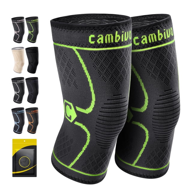 CAMBIVO - Rodilleras de compresión para hombre y mujer (2 unidades), color verde, talla pequeña