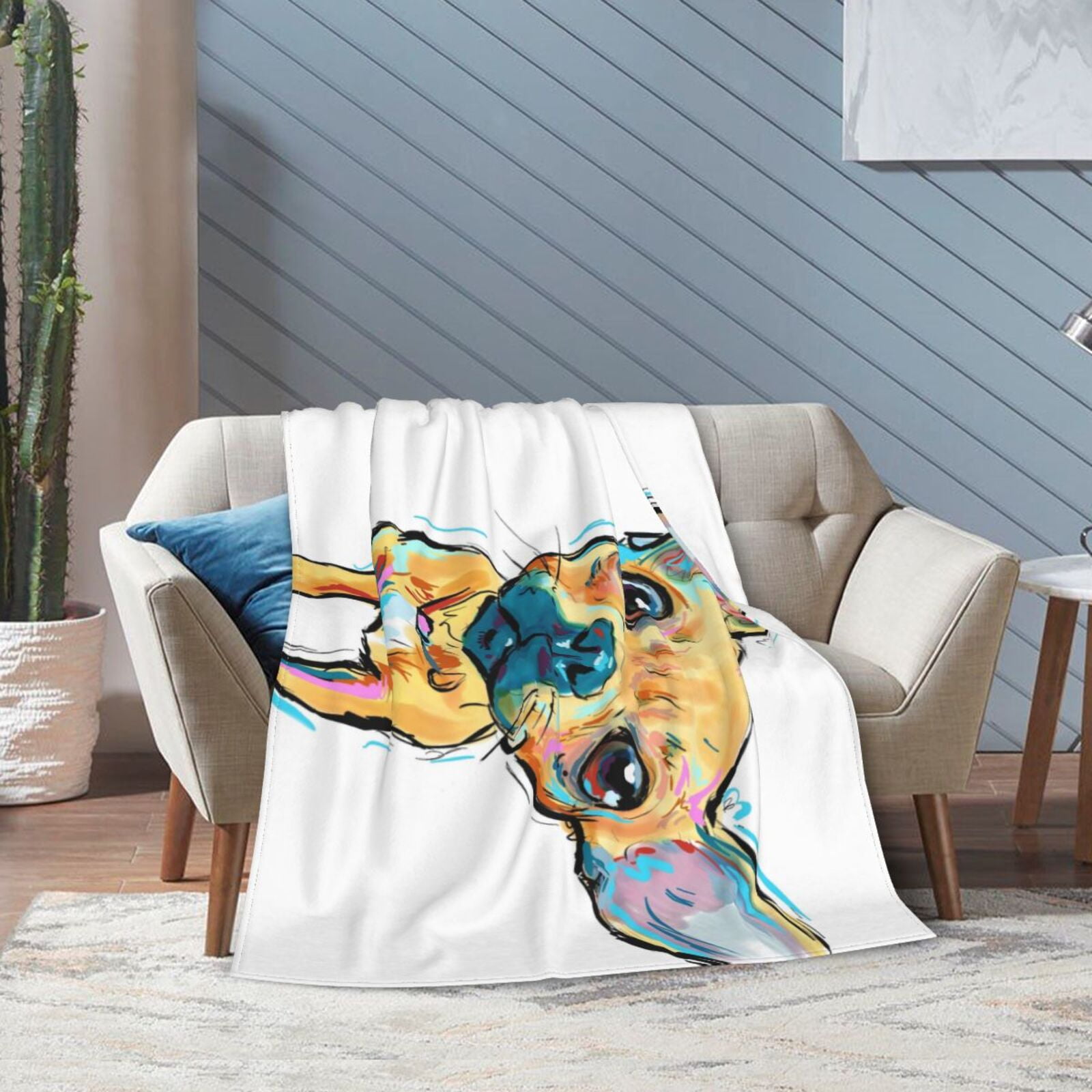 Wijzvio Chihuahua Dogs Throw Blanket Soft Fuzzy Fleece Blanket For Couch Bed Living Room Decoration 50"X40"