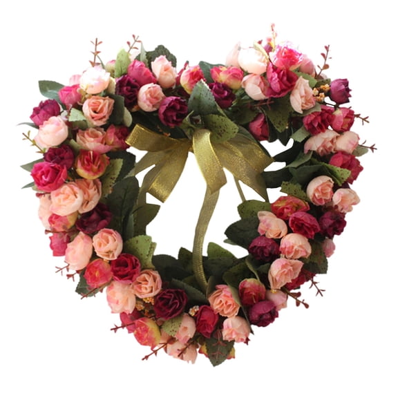 Uanit Festival Heart Shaped Artificial Flower Wreath - Romantic Wedding Decor for Door, Wall or Photo Backdrop, Durable Floral Arrangement for Party, Anniversary & Event Decoration