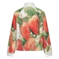thumbnail image 6 of Jackets for Women Winter Coat Jackets Flannel Stand Collar Jacket(Strawberry Fruit Watercolor,Size:S-4XL), 6 of 7