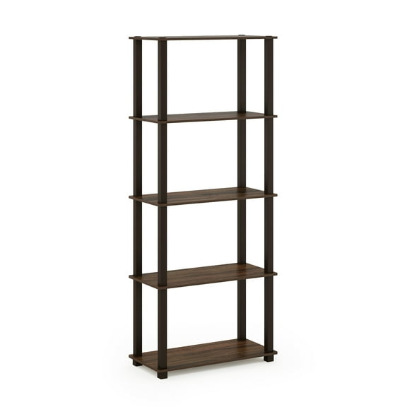 Furinno Turn-S-Tube 5-Tier Square Tubes Display Shelf, Walnut/Brown