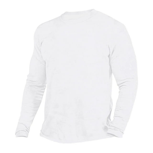 fatyb T-Shirts à Manches Longues pour Hommes Col Ras du Cou Couleur Unie T-Shirts Basiques Hauts Légers T-Shirts Décontractés pour Hommes