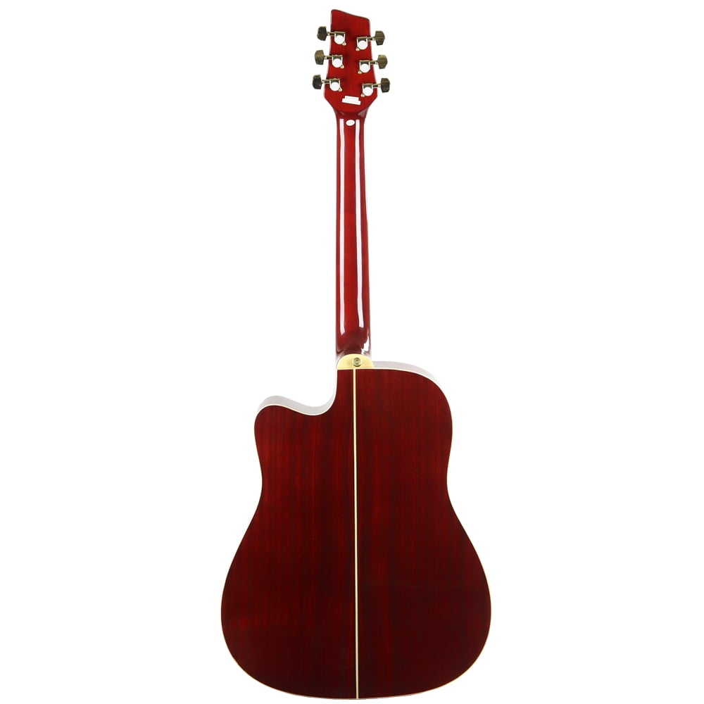 Kona Guitars K1ETRD Acoustic-Electric Dreadnought Cutaway Spruce Top Guitar with High Gloss Transparent Red Finish