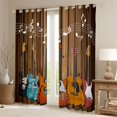 thumbnail image 2 of jejeloiu Modern Music Guitar Black Out Curtains,Old Wooden Plank Curtains Pack of 2 (42x63 Each) For Adults, 2 of 6