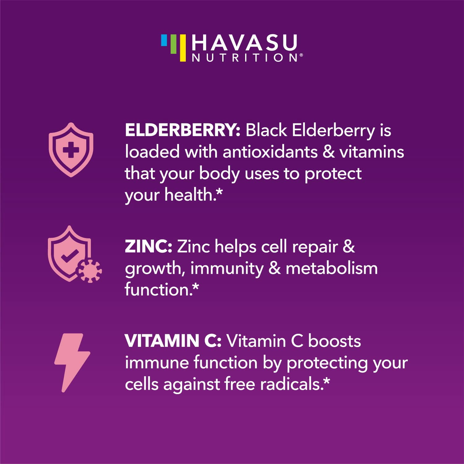 Havasu Nutrition Elderberry Gummies with Zinc and Vitamin C, Immune Support for Adults, 120 Count