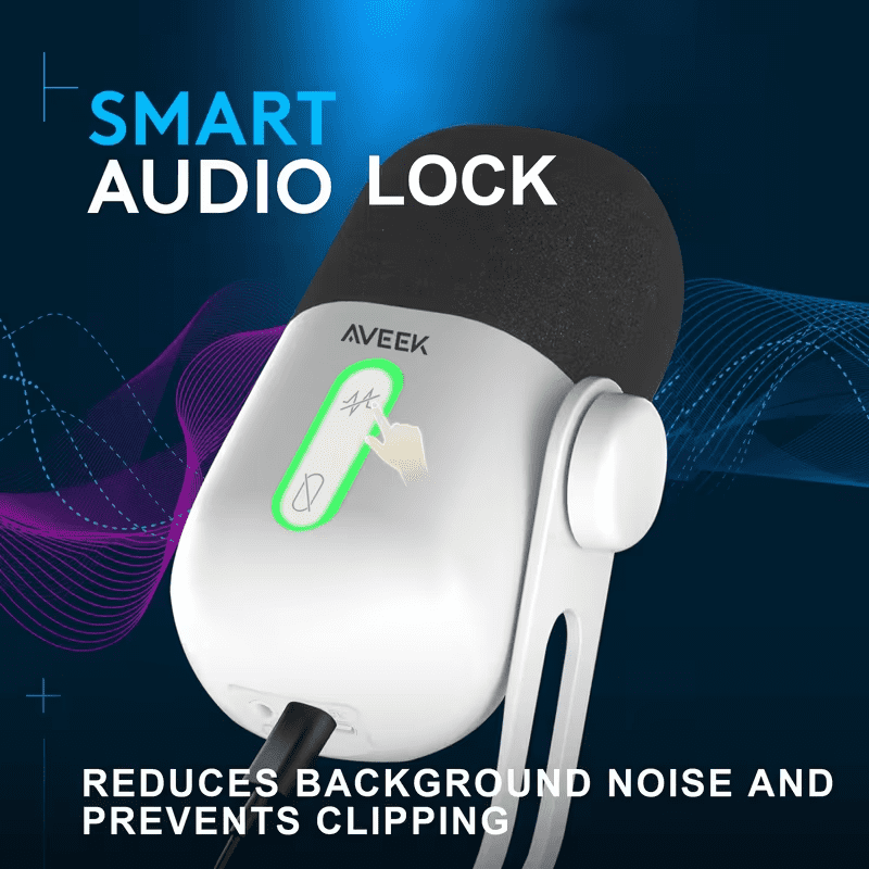 Aveek USB Condenser Microphone, Gaming Mic with Noise Cancellation for Streaming/Discord/Podcast/Asmr,Cardioid Pickup for Windows/MacOS/Android, White