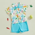 thumbnail image 5 of Okbabeha Toddler Baby Boy Shorts Sets Easter Outfit Bunny Carrot Print Short Sleeve Shirt Top + Shorts Suits, 5 of 7