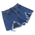 thumbnail image 1 of Pantalones cortos de mezclilla de cintura alta con corte desgastado para mujer L Hugo Pantalones cortos de mezclilla, 1 of 10