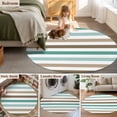 thumbnail image 5 of Round Rugs 3Ft, Teal Brown Round Area Rug Washable Indoor Throw Carpet, Farmhouse Watercolor Modern Geometric Small Non Slip Circle Rug for Bedroom Living Room Home Decor Aesthetic, 5 of 8