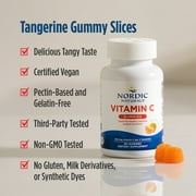 Nordic Naturals Vitamin C Gummies, 250 Mg, Tart Tangerine Flavor, 60 Ct