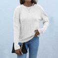 thumbnail image 2 of Timegard Ribbed Tops for Women Long Sleeve Back Drawstring Knot Blouse Travel Casual Crew Neck Tops Fall, 2 of 3