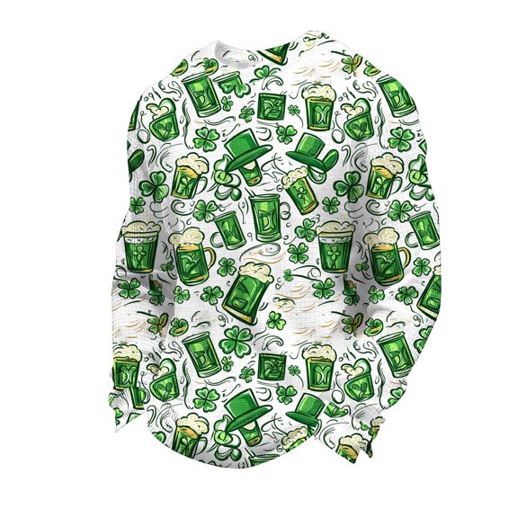 Men's St Patricks Day Printed T-Shirt Big & Tall Long Sleeve Crew Neck Casual Loose Fit Fitness Sports Tops (XL, Green)