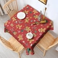 thumbnail image 2 of Red Christmas Gingerbread Man Pattern Square Tablecloth,Waterproof Square Table Cover,Wipeable Spillproof Washable Table Cover for Home Kitchen Party Decor 42"X42"(107x107cm), 2 of 6