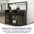 thumbnail image 2 of Uforic 52" Farmhouse Coffee Bar Cabinet,Barn Door, Wine Glass Rack, 5 Hooks, Sockets for Living Room, 2 of 8