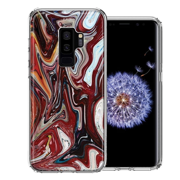 MUNDAZE For Samsung Galaxy S9 Plus Red White Abstract Design Double Layer Phone Case Cover