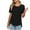 Black, variant on Ltctricy Women's Tops Trendy Lace Short Sleeve Crew Neck Asymmetrical Hem T Shirts Casual Tunic Blouses
