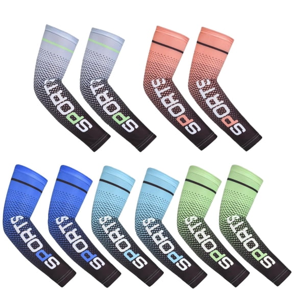 5 Set Arm Sleeves UV Sun Protection Sleeves Cooling Sports Sleeves Anti Slip Ice Silk Warmers Arm Covers for Men Women