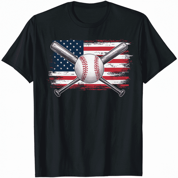 4th Of July Patriotic Baseball Men USA American Flag T-Shirt