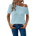 thumbnail image 2 of Ichuanyi Women’s Summer Tops Casual V Neck T Shirts Short Sleeve Loose Fit Button Front Blouse Tunic Tops for Women, 2 of 6