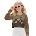 thumbnail image 3 of Xoenoiee Pug Dog Paw Print Girls Cropped Sweatshirts Kids Long Sleeve Oversized Fashion Pullover Tops Casual Crewneck Shirts, 13-14 Years, 3 of 7
